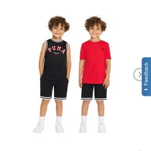 Puma Kids' Black and Red Outfit Set